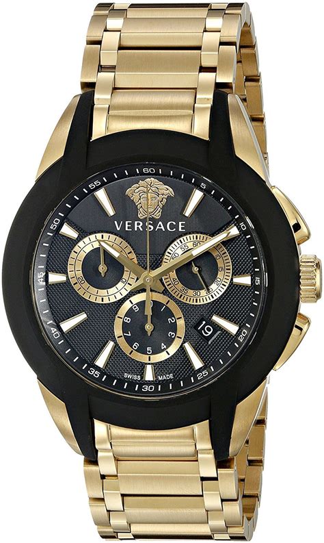 versace gold tone watch set time